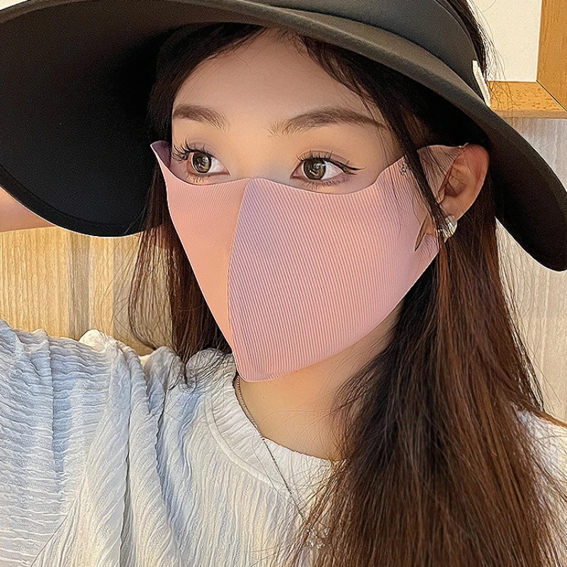 

Охлаждающая маска из ледяного шелка 3D с полосками, содержащая гиалуроновую кислоту, летняя дышащая маска для защиты от солнца без следов на коже