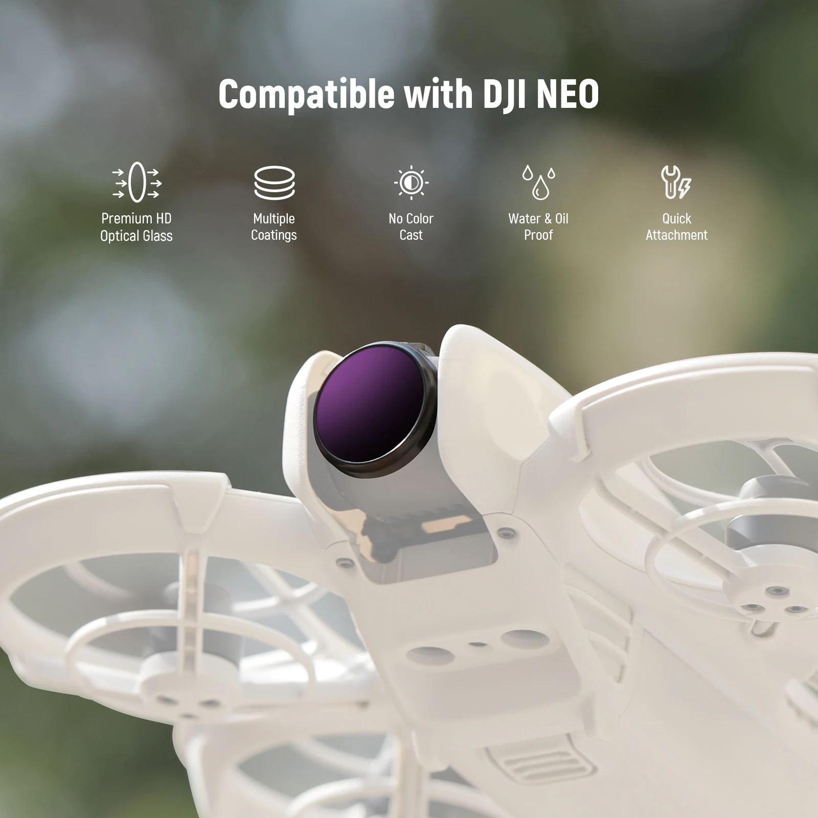 مجموعة مرشحات NEEWER ND/PL متوافقة مع DJI NEO، ND8/PL ND16/PL ND32/PL ND64/PL ملحقات طائرة بدون طيار مستقطبة ذات كثافة محايدة