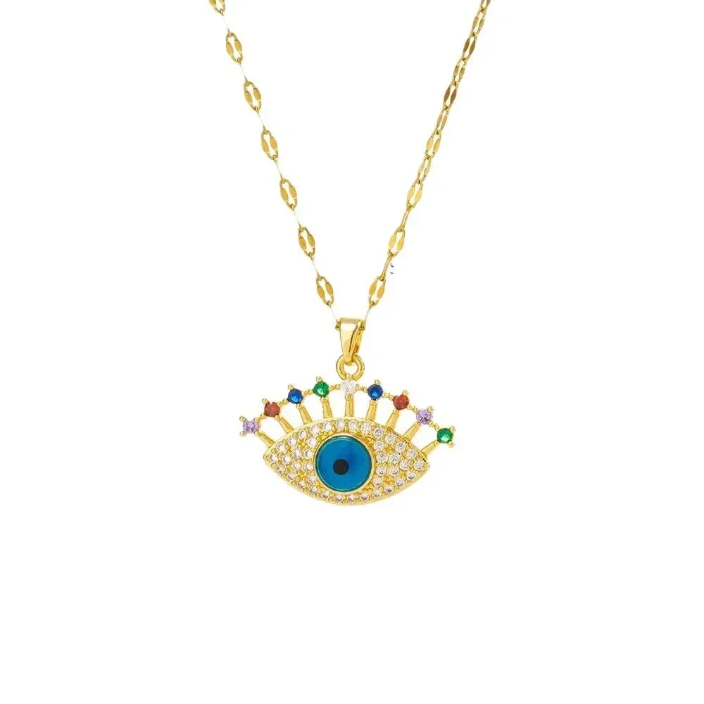 Niche sleutelbeenketting Turkse Blue Eye Devil's Eye titanium stalen titanium stalen ketting