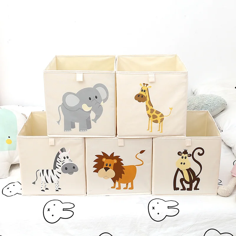 

Storage Box Cube Organizer for Kids, Toy Bins, Children Clothes, Shoes Container, Cartoon Animal, Sundries Collections