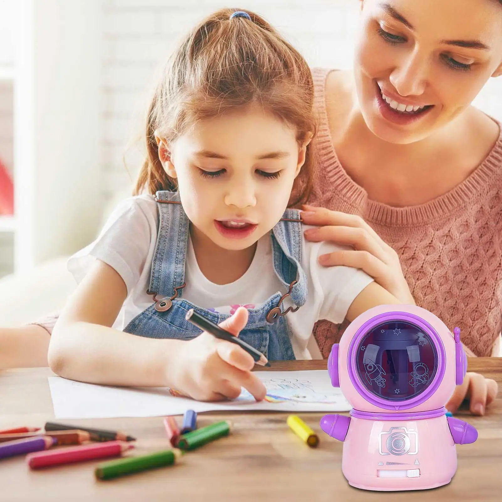 Sacapuntas eléctrico para el hogar, sacapuntas con batería, parada automática, superrápido