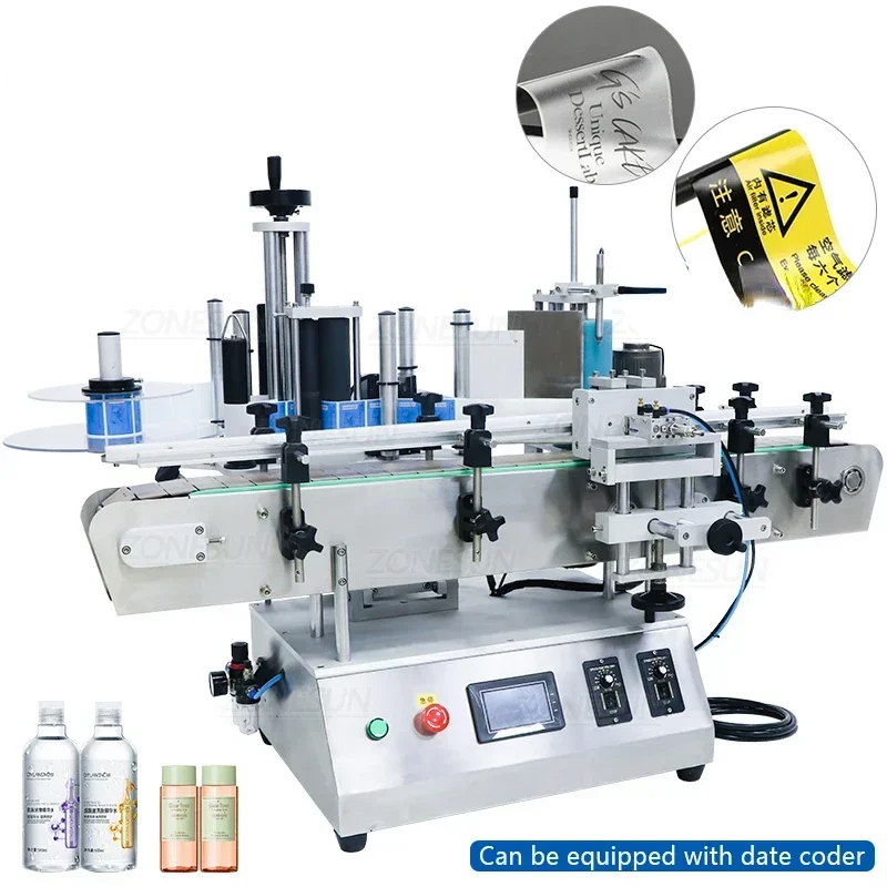 500A Automatic Double Sides Label Sticker with Date Coder Jar Water PET Round Bottle Positioning and Labeling Machine