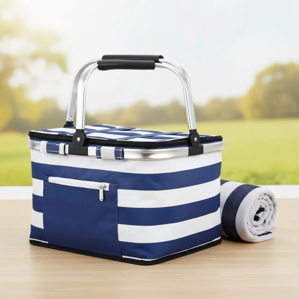 

35L Large Insulated Picnic Basket Cooler Bag with Blanket Leakproof Foldable for Outdoor Camping Hiking Food Delivery