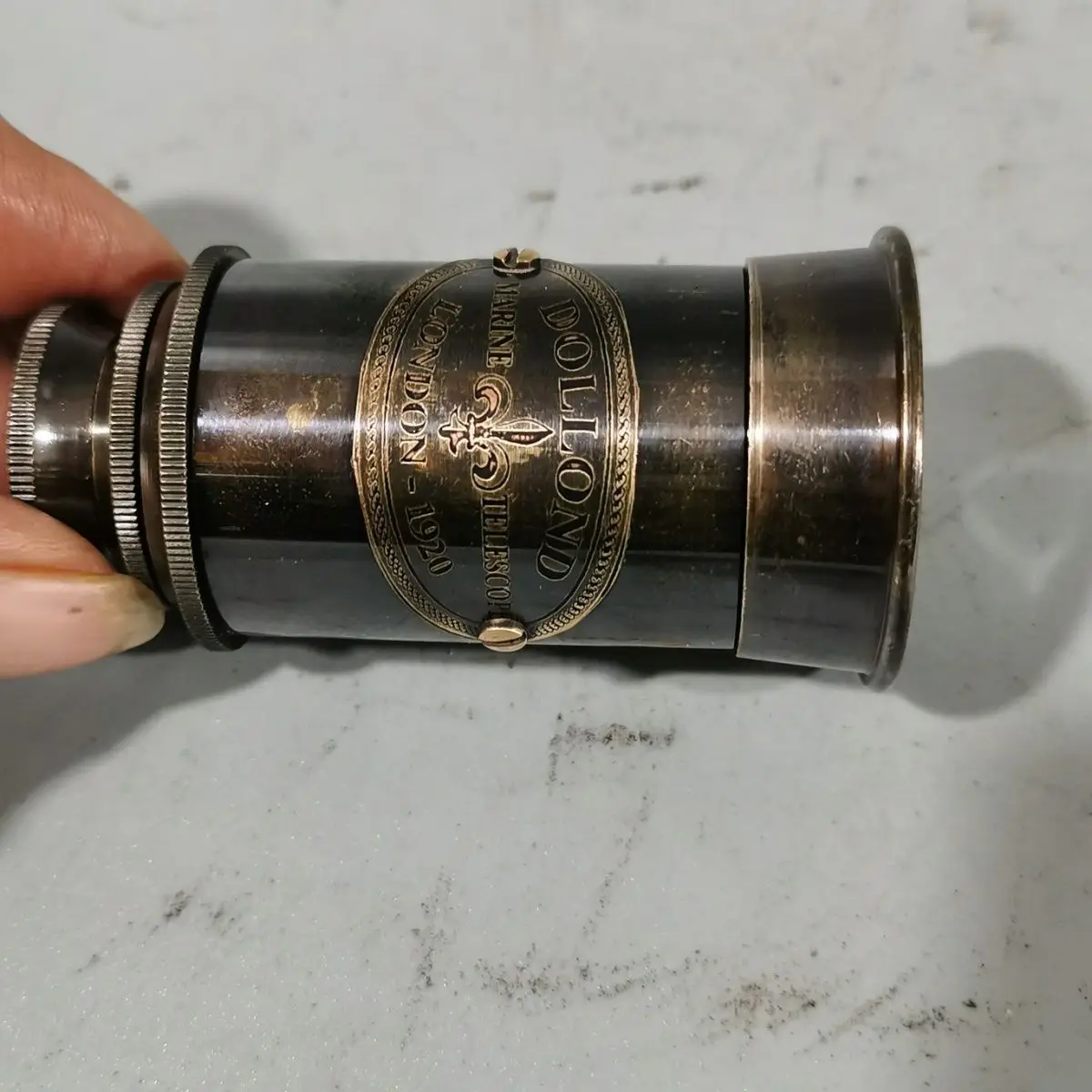 Vintage Republic of China Retractable Monocular Telescope, Antique Imported Copper Collectible