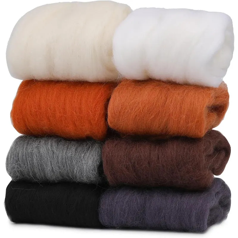10G DIY wełna Roving igłowe filcowanie 8 kolorów wełniane włókno filcowe ręcznie robiony materiał dla początkujących filcowanie igłowe produkcja produktów