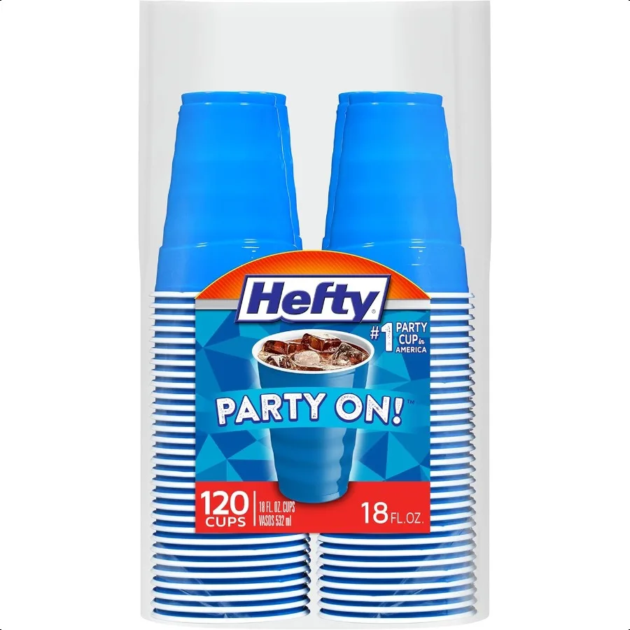 

Пластиковые стаканчики Party On Marine Blue, 18 унций, 120 шт.