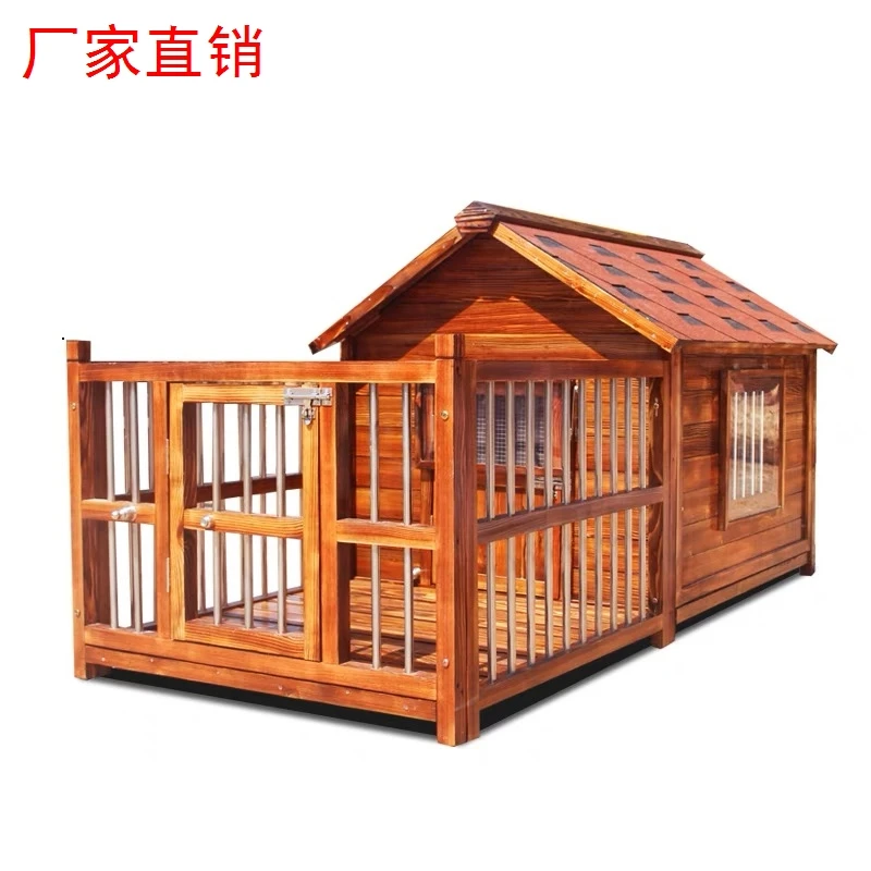 

Dog Villa Sunscreen Kennel Cat Villa Removable Dog House Teddy Solid Wood Dog House Outdoor L-Small to Medium