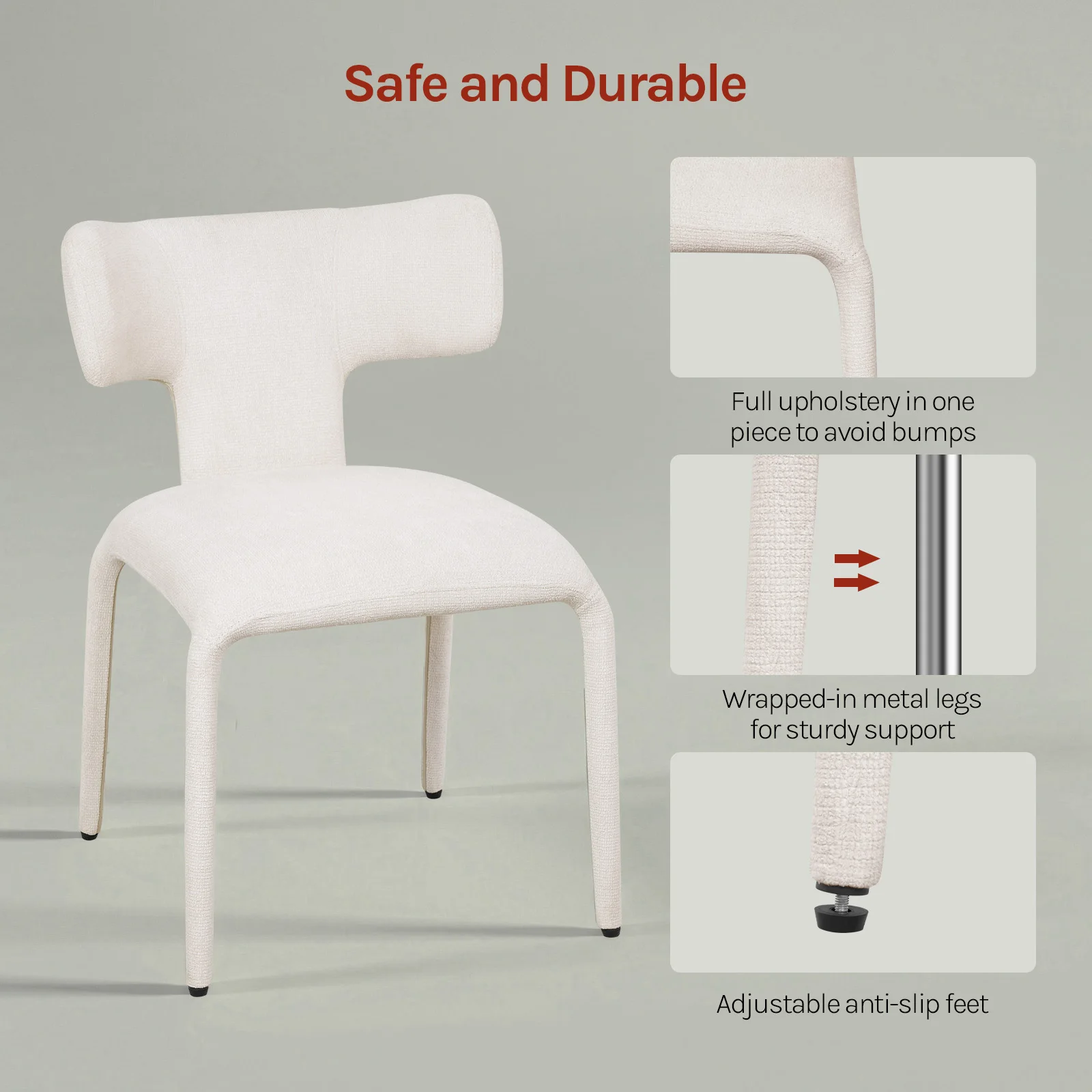WOLTU 2 Stück/Set ergonomische Esszimmerstühle, Kunstleder/Leinen, Küchenstühle, Metallrahmen, Rückenlehne für Wohnzimmer, Schlafzimmer, Restaurant – Detail 8
