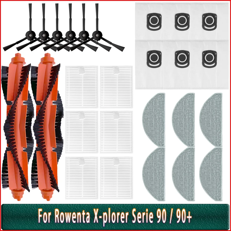 Hauptseitenbürste, Hepa-Filter, Wischmopp, Staubbeutel für Rowenta X-plorer Serie 90 / 90+ (RR8797WH / RR8777WH) Ersatzteile und Zubehör