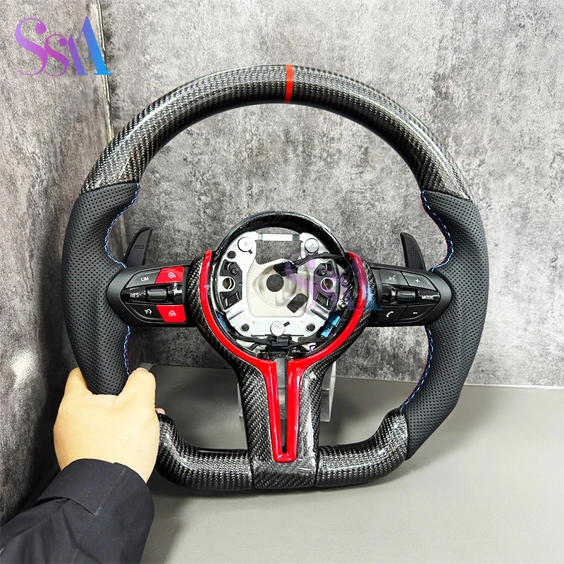 Für BMW M2 F87 M3 328M M5 F10 F12 M6 F06 F07 F30 F31 F01 F02 F20 F21 F23 F32 F33 3er 5er 7er Serie Carbonfaser-Lenkrad