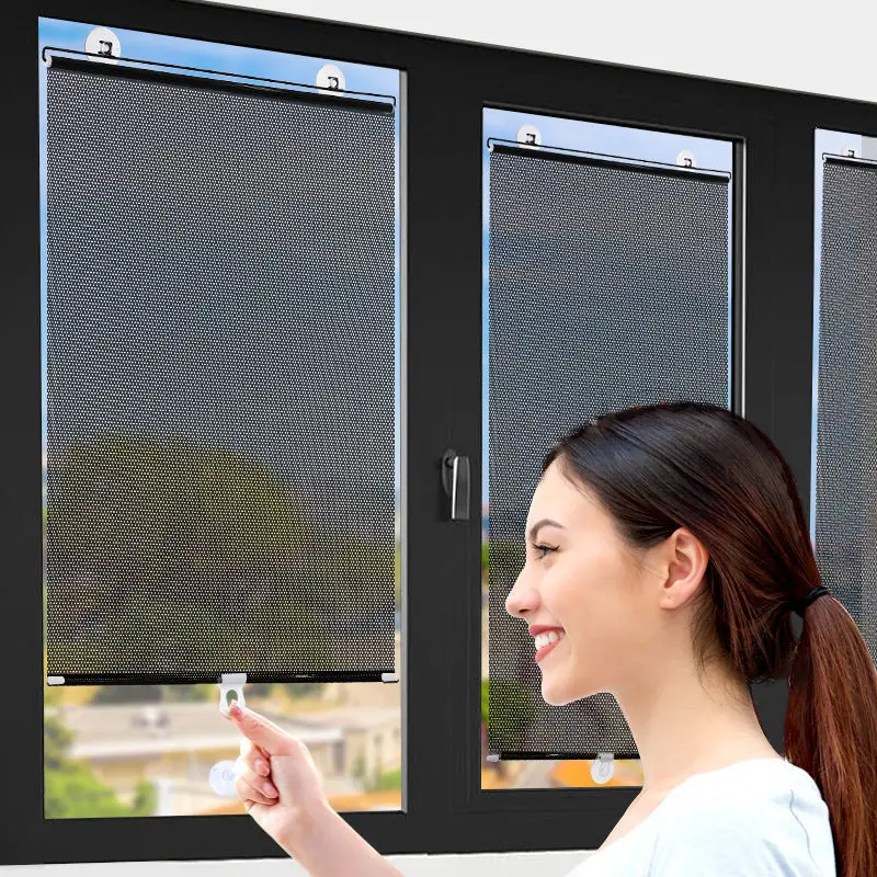 Suction Cup Retractable Sunshade Roller Blinds for Household Use Without The Need for Perforated Bedroom Shading Curtains