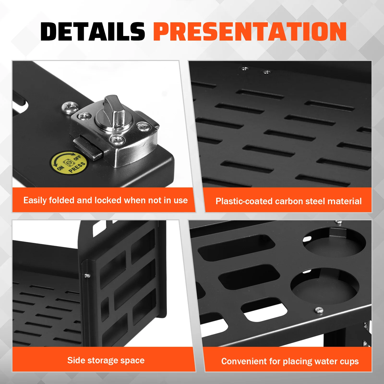 لفورد برونكو 21-24 على الطرق الوعرة الباب الخلفي الباب الخلفي الجدول ارتداء مقاومة قابل للتعديل البضائع الرف سعة كبيرة تعديل السيارات الملحقات