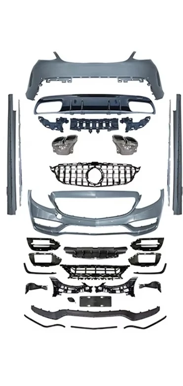 for2016-2020 Car Modification Upgrade Front Bumper Side Skirts Mudguard Rear Bumper Rear Lip Body Kit for W205 C63AMG