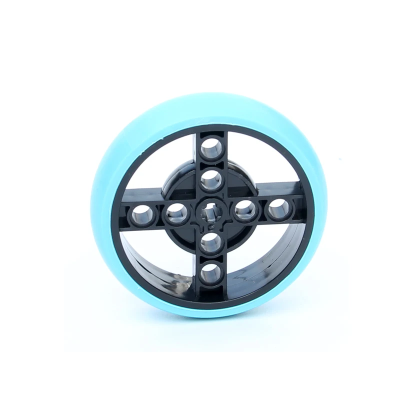 Wheel with Light Blue Tyre 56x14mm Building Block MOC Parts Toys For Car Compatible 39367 4pcs/Lot