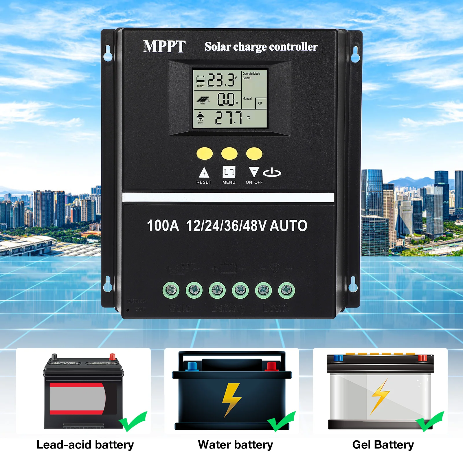 

60A 80A 100A MPPT Solar Charge Controller 12V 24V 36V 48V Solar Panel Battery Intelligent Regulator