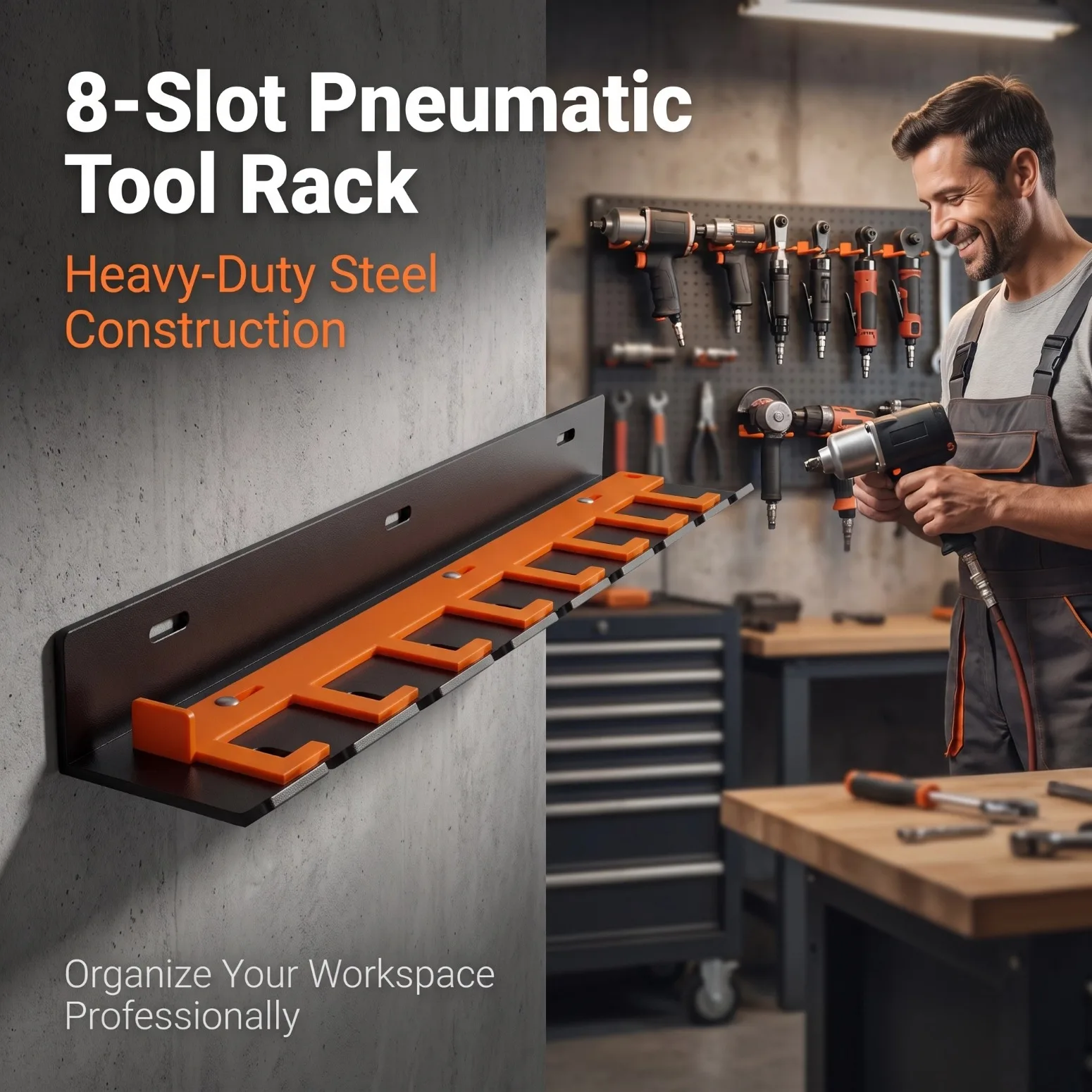 Pneumatic tool rack suitable for garage walls, tool cart storage rack, wall mounted lockable pneumatic tool table