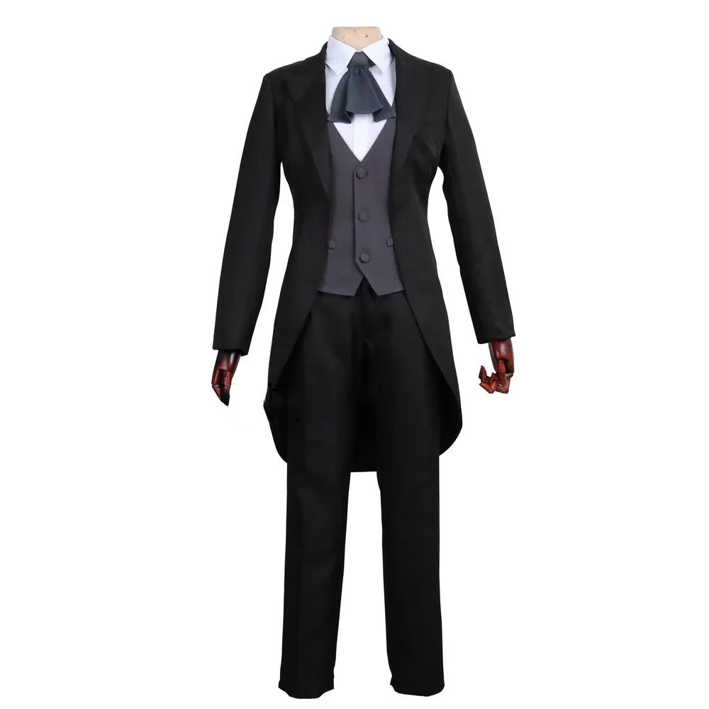 Anime Miss Kobayashi's Dragon Maid Fafnir Cosplay disfraces uniforme de mayordomo hombres mujeres gabardina chaleco camisa pantalones pañuelo trajes