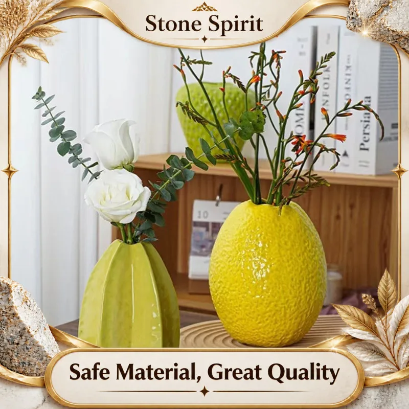 Creative Simulation Fruit Shaped Ceramic Vase, Avocado, Pomegranate, Carambola, Grapefruit, Hydroponic Vase, Bouquet Decoration