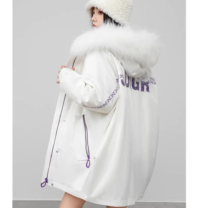 2024 New Winter Jacket Female Otter Rabbit Fur Inner lining Fur Coat Korean Edition Loose Detachable Raccoon Fur Hooded Overcoat