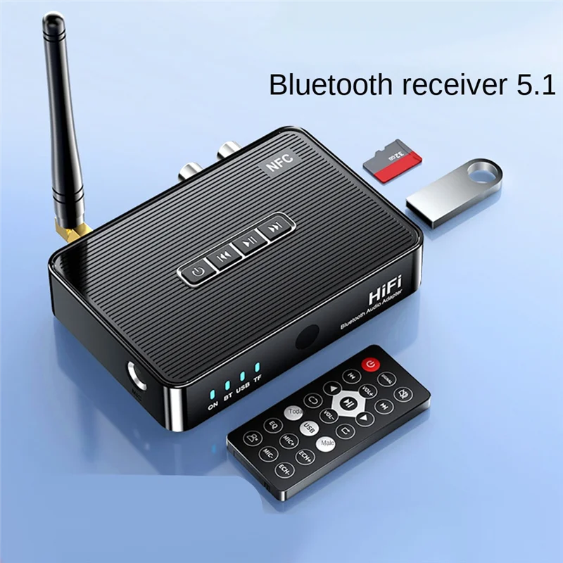 A62T-بلوتوث استقبال الصوت الارسال 5.1 NFC ستيريو 3.5 مللي متر AUX RCA البصرية HiFi محول الصوت اللاسلكي مع جهاز التحكم عن بعد