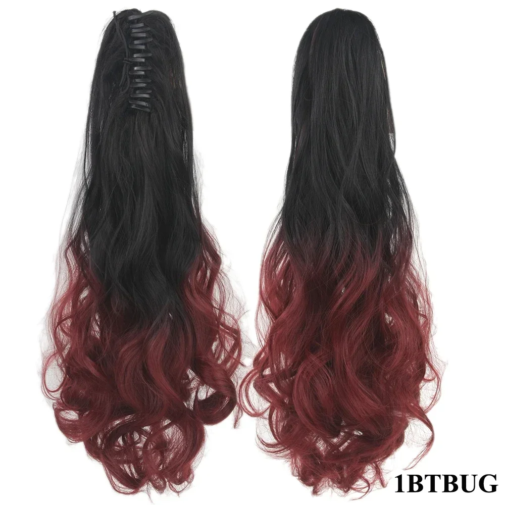 Pink Red Purple Ombre Cosplay Hair Claw Ponytails Clip In Hair Extension Hairpiece Pony Tail False Hair on Hairpins