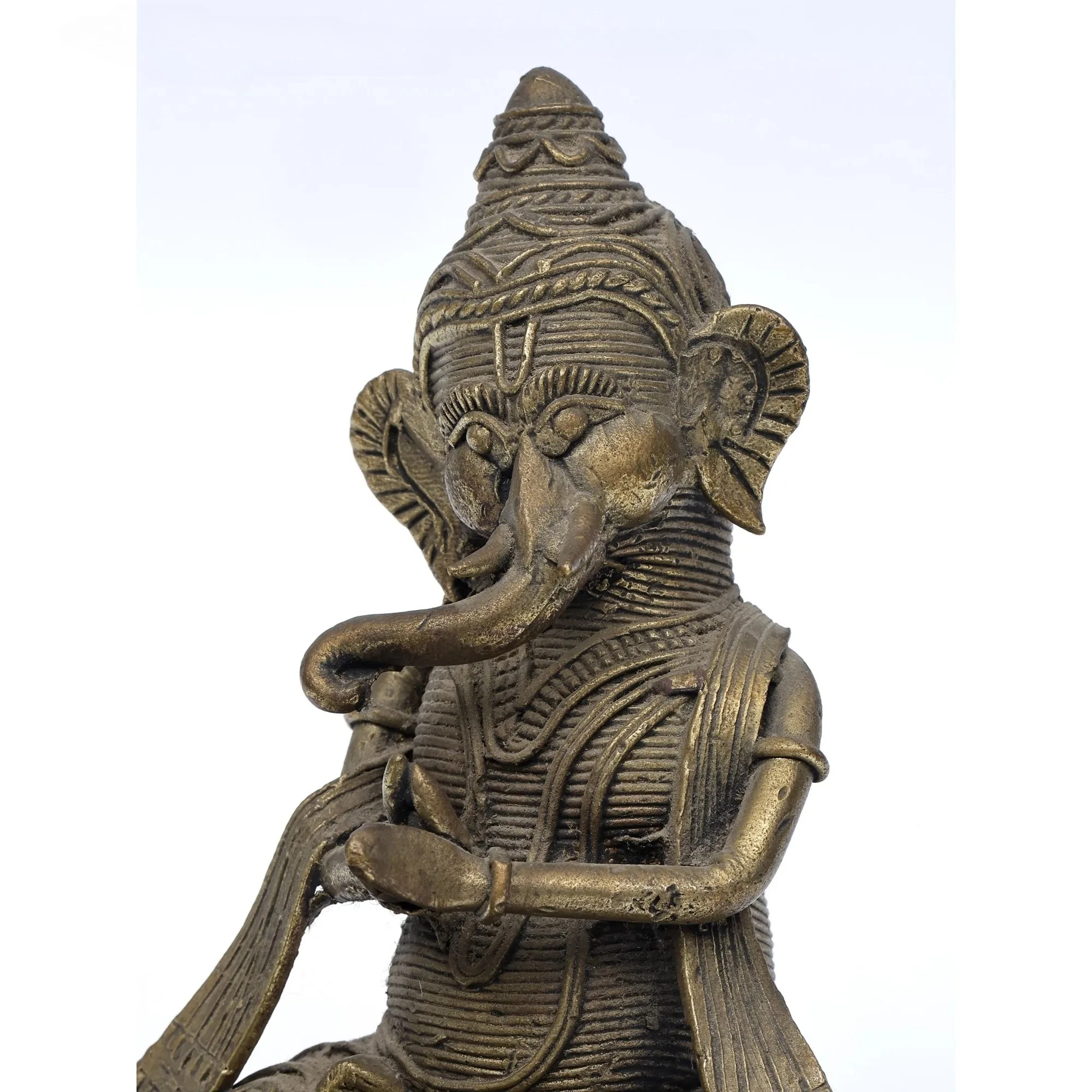 6-Inch Lord Ganesha Worship of Lord Shiva Linga Tribe Brass Elegant Sculpture for Home Decor, Gifts, and Temple Decorations