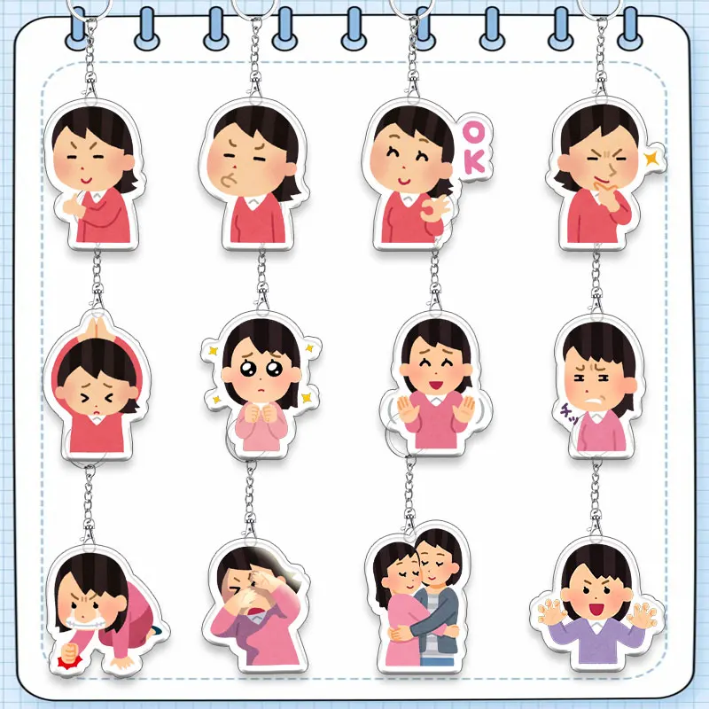 

6cm Irasutoya IllustrationMinion Acrylic Key Chain Anime Accessories Inlaid Buckle Backpack Decorative Pendant Hot Sale Gift