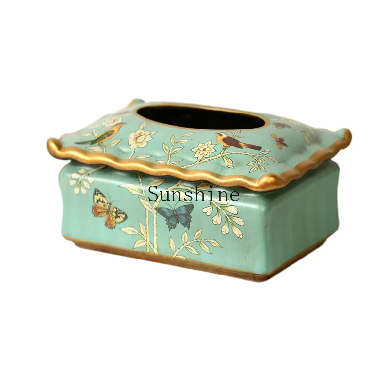 

American ceramic tissue box ornament creative European paper box living room decoration