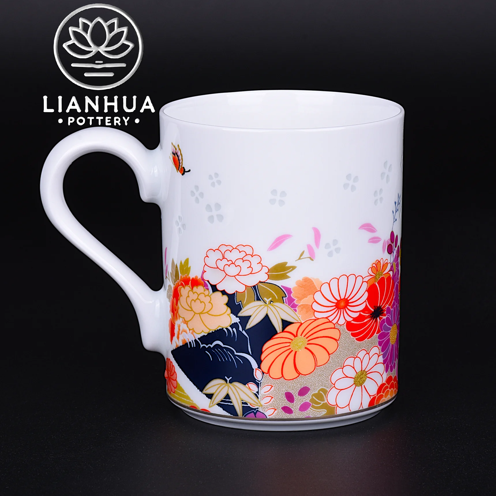

Фарфоровая кружка LIANHUA POTTERY Linglong, 350 мл, ручная работа, садовый дизайн, посуда для напитков, роскошный подарок на годовщину свадьбы и день рождения
