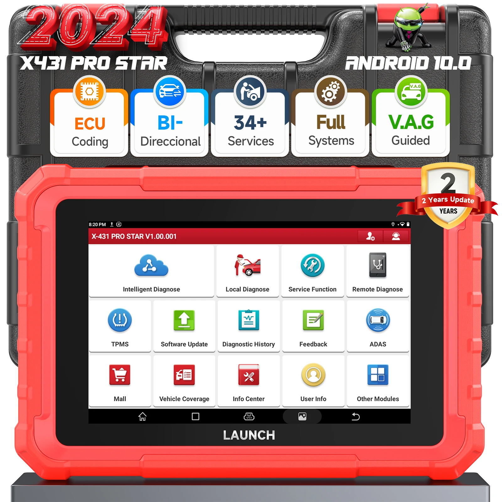 أداة تشخيص ثنائية الاتجاه بنظام كامل X431 Pro Star 37+ أداة مسح ترميز وحدة التحكم الإلكترونية مع مسح CANFD DoIP FCA Obd2