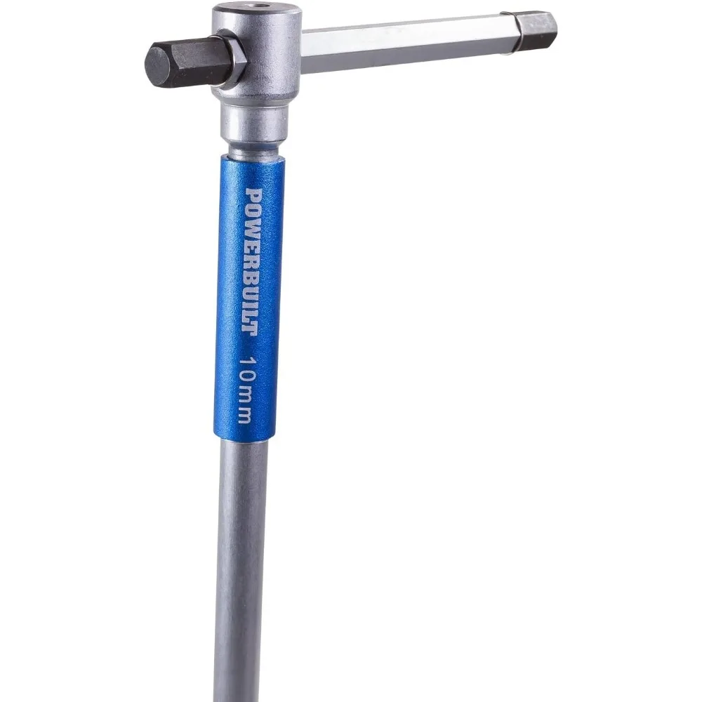 مجموعة مفاتيح ربط سداسية بمقبض على شكل حرف T من Powerbuilt، 8 قطع، فضي، مع رف تخزين