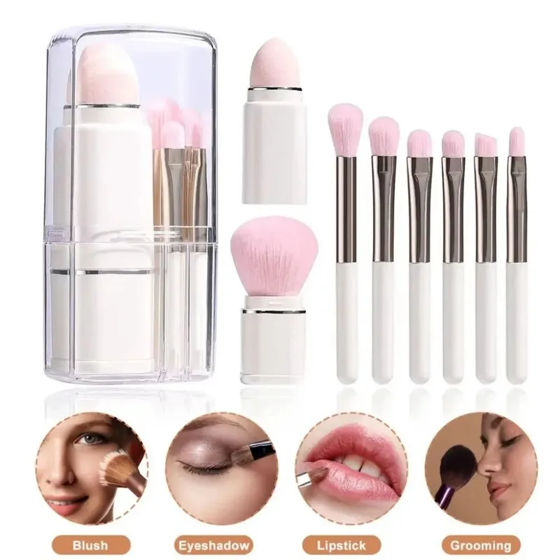 

8 in 1 Portable Mini Retractable Blusher Brush Eye Shadow Concealer Makeup Brushes Set Beauty Cosmetic Tools with Storage Box