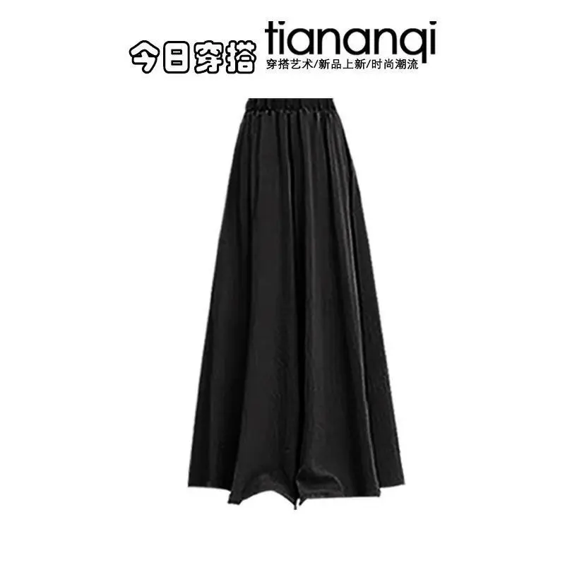 Jesienno-zimowy nowy koreański długi płaszcz dzianinowy, czarny top na ramiączkach + spodnie casualowe, elegancki damski zestaw 3-częściowy