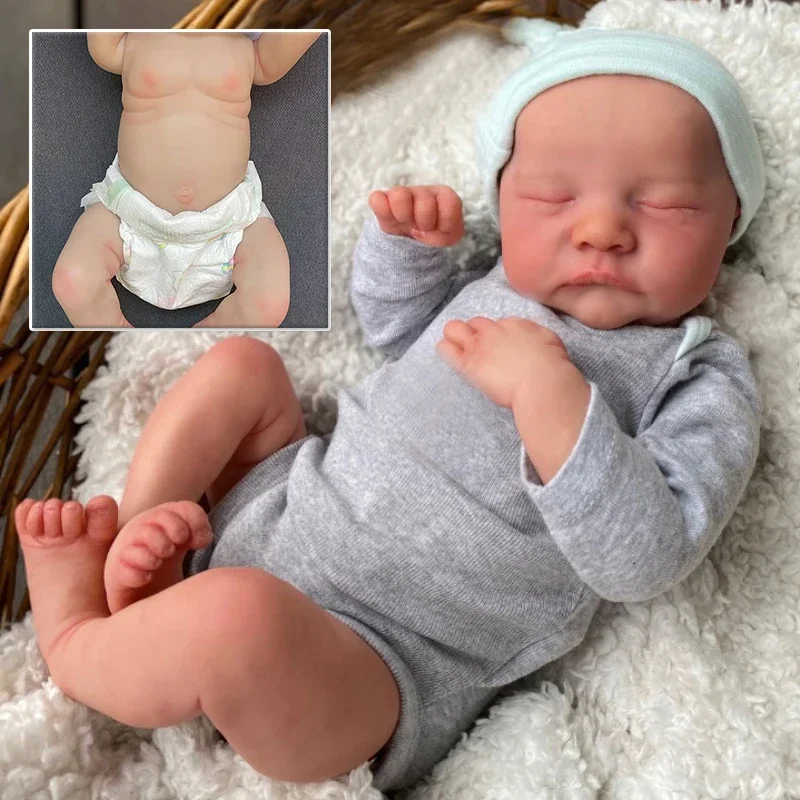 

48cm Levi Full Vinyl Body Waterproof Or Soft Cloth Body Reborn Baby Doll with Hand Painted Hair 3D Skin Visible Veins Art Doll