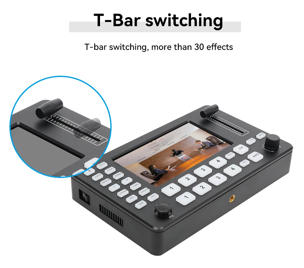 Mini Video Mixer Controller With 4 Channels For PTZ Camera Live Streaming Professional Audio PTZ Switcher