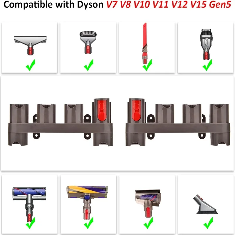 2pc Accessory Holder For Dyson Vacuum Cleaner V7 V8 V10 V11 V12 V15 Attachment Holder Wall Mount Tool Holder Organizer