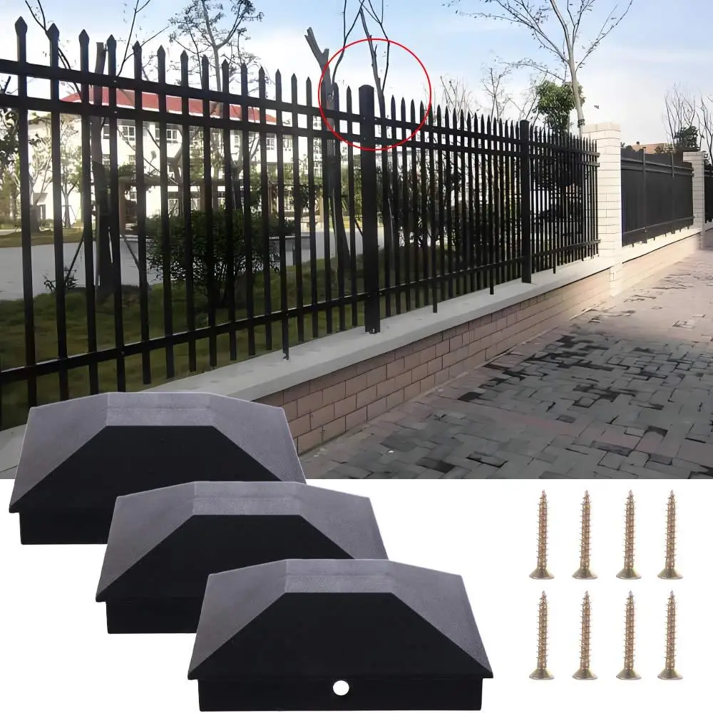 

6Pcs Waterproof Pyramid Post Caps with Screws Replacement Fence Post Cover 3.5x3.5in Sun Protection Fence Column Toppers