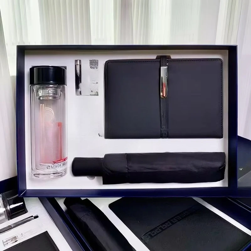 Business gift set includes notebook, pen, thermos cup, insurance education.