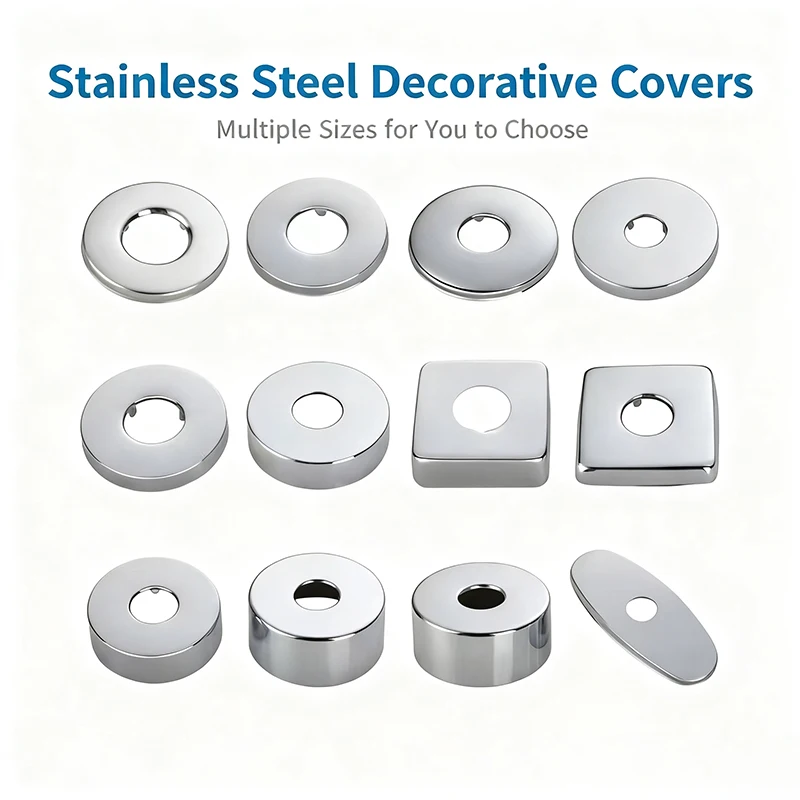 2PCS Stainless Steel Water Pipe Connector G3/4 Faucet Decorative Cover Heighten Panel Shower Kitchen Tap Accessories