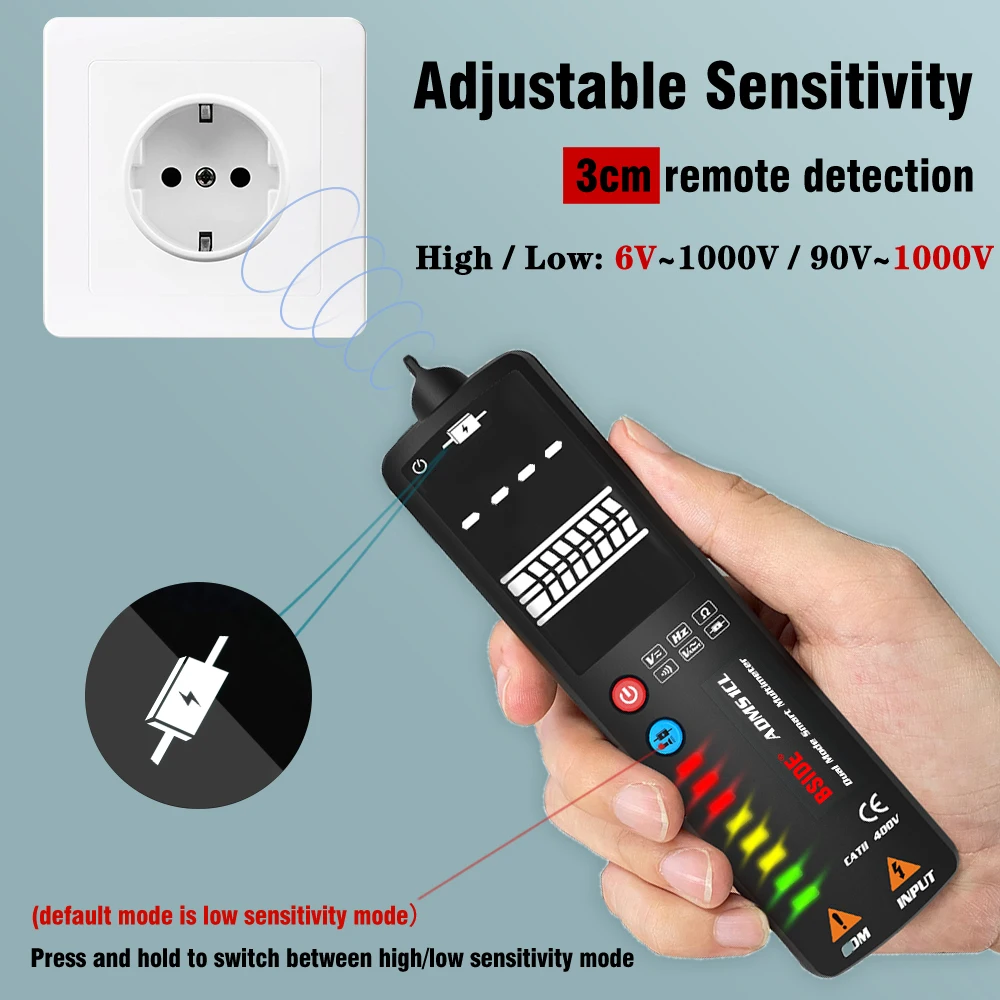 BSIDE Electric Pen Voltmeter Ohm Hz Meter Voltage Tester Digital Multimeter Color LCD Non-contact Live wire Detector Indicator