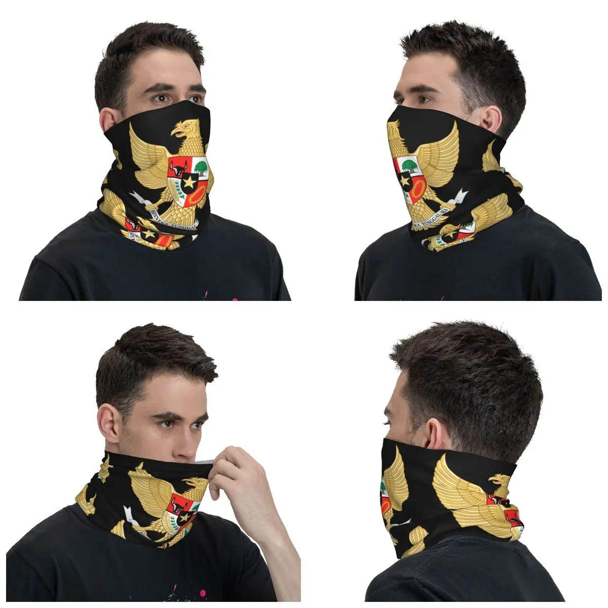 National Emblem Of Indonesian Neck Gaiter Women Men UV Face Shield Winter Indonesia Flag Bandana Scarf for Hiking