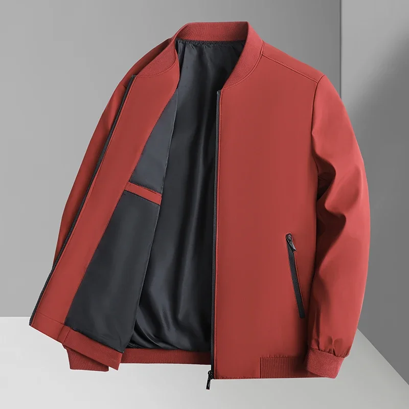 

2025 Spring Windproof Baseball Jackets For Men Solid Color Casual Outwear Slim Fit Fashion Comfortable