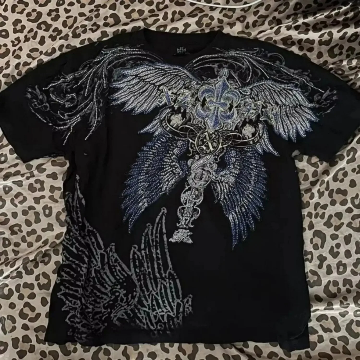 حار بيع الرجال الصيف الجديدة الجمجمة الملاك الجناح طباعة مريحة وتنفس جولة الرقبة تي شيرت في الهواء الطلق الشارع تنوعا أعلى