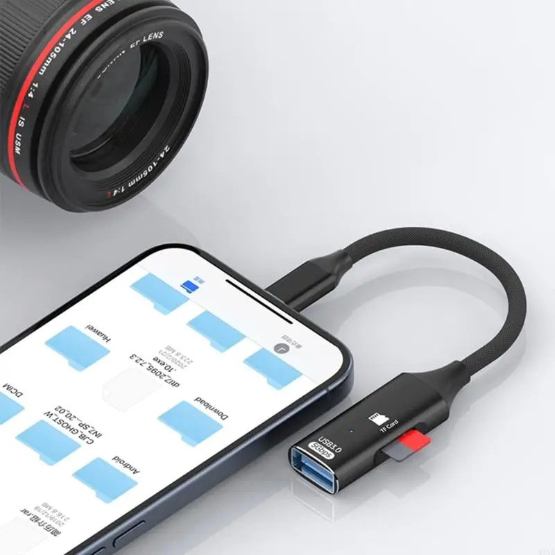 Multiple Function Type C OTG Adapters Card Reader USB Hubs 17cm for Smartphone