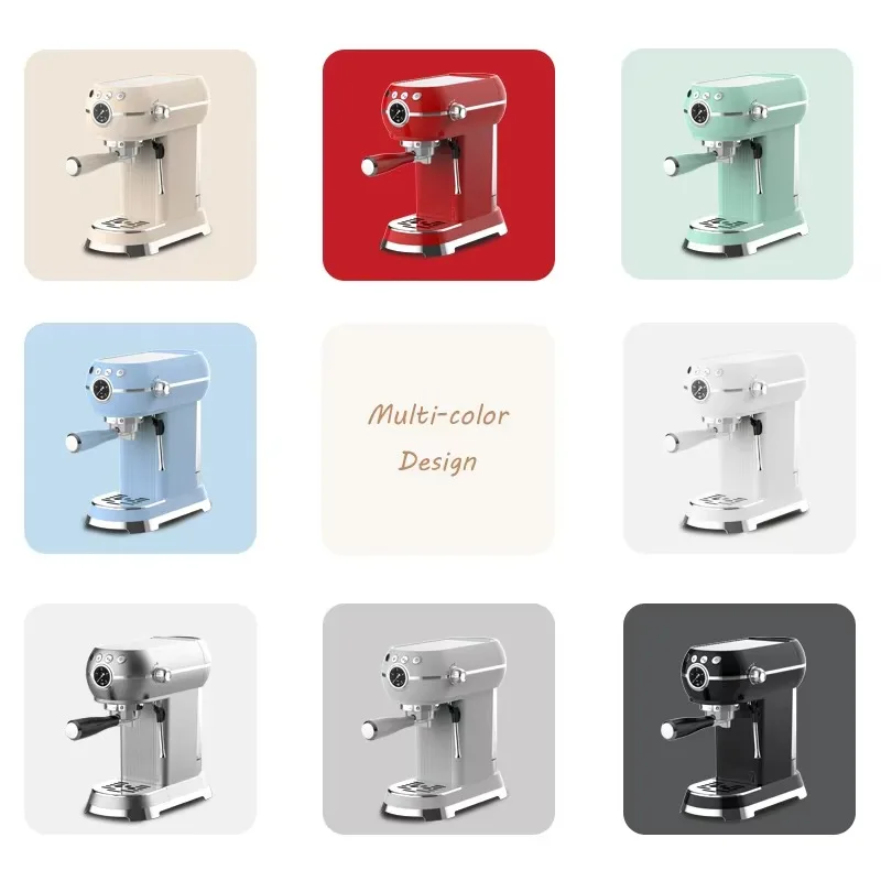 

Эспрессо-машина в стиле ретро с насосом, бытовая кофеварка из нержавеющей стали с дополнительным портафильтром для отелей