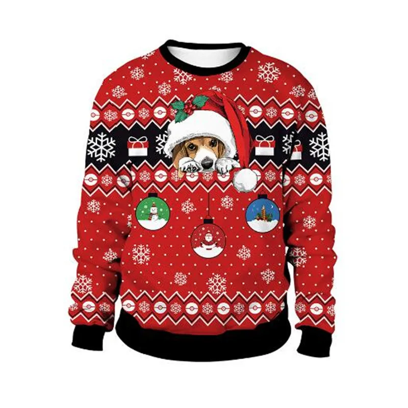 Clothing Wholesale Unisex Men Women 2024 Ugly Christmas Sweater Santa Elf Christmas Funny Fake Hair Sweater Autumn Winter Tops