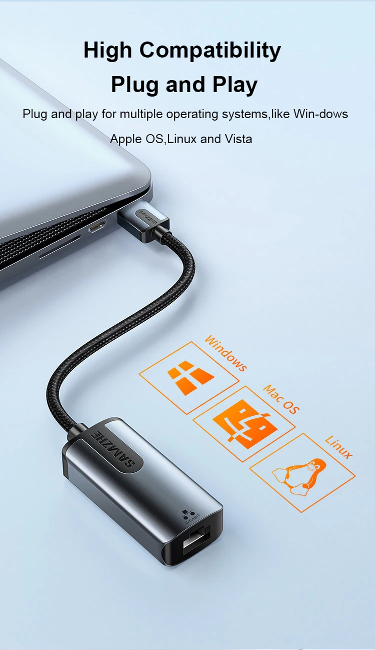 SAMZHE USB-Ethernet-Adapter, USB 3.0 auf RJ45, USB-Hub für Computer, Ethernet-Adapter, Netzwerkkarte, USB, kompatibel mit Xiaomi Mi Box S und Nintendo Switch. – Detail 10