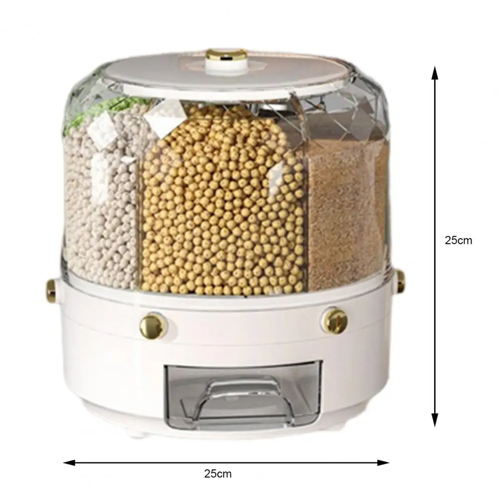 Rice Storage Holder Large Capacity One Button Opening Rotating Damp-proof Anti Pest Good Sealing Division Design Grain Jar Kitch