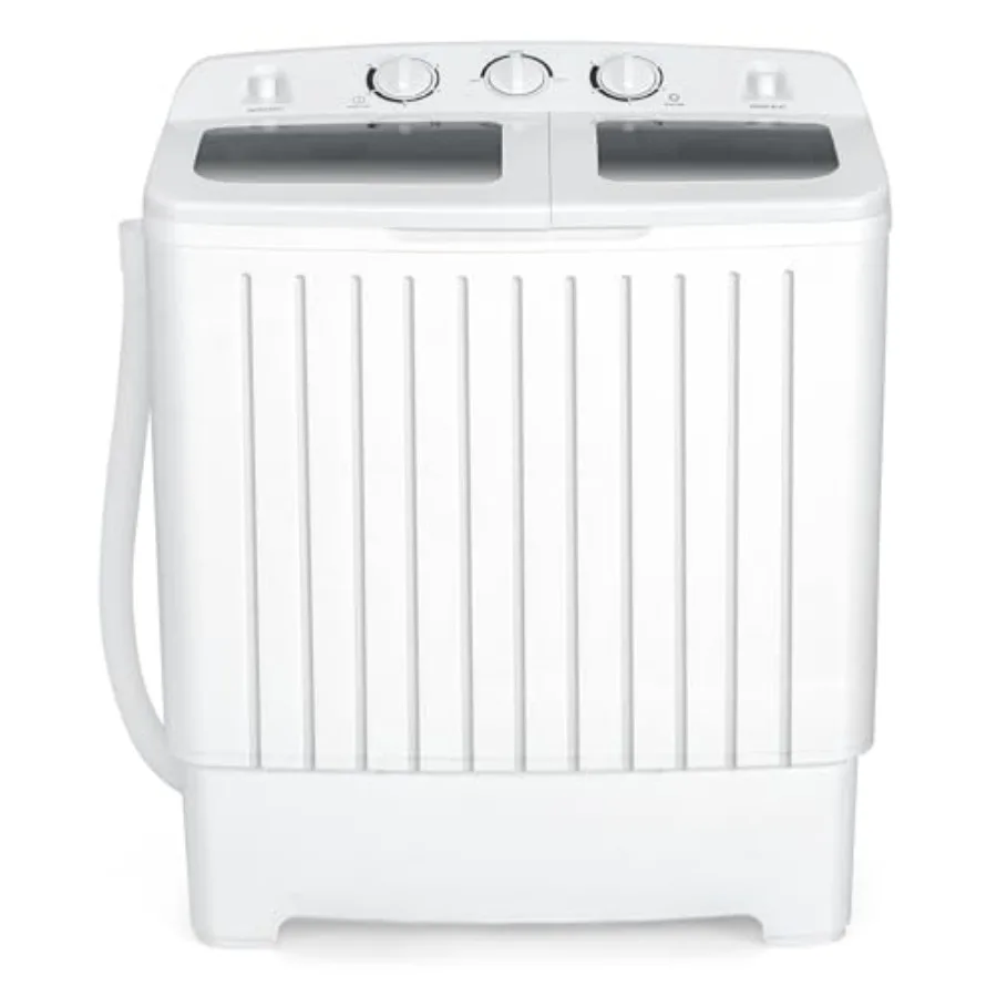 Portable washing machine for RV, apartments, dorms: 12 lbs washer + 8 lbs spinner, grey and white twin tub, 20 lbs capacity, du