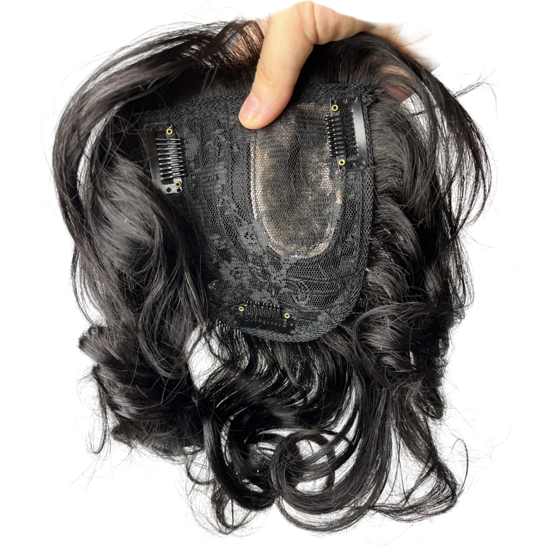 Adornos de cabello humano brasileño ondulado para mujer, extensiones de postizos con Clip de 25cm, aumenta el volumen del cabello para la caída del cabello